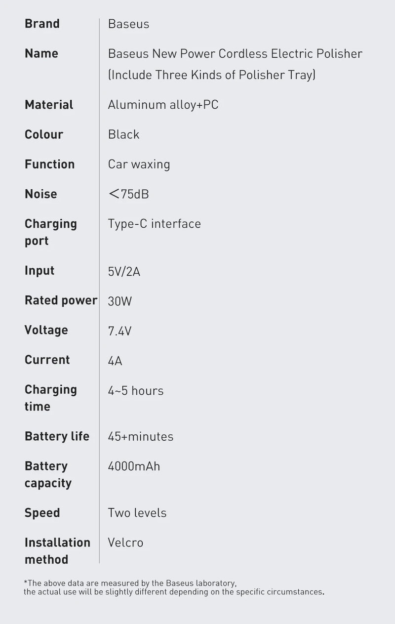 Baseus máquina polidora de carro elétrica sem fio ferramenta de cera de polimento velocidade ajustável sem fio máquina de depilação de polimento automático