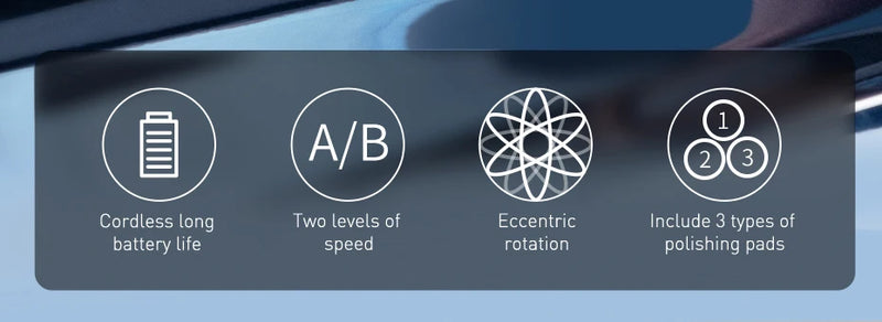 Baseus máquina polidora de carro elétrica sem fio ferramenta de cera de polimento velocidade ajustável sem fio máquina de depilação de polimento automático