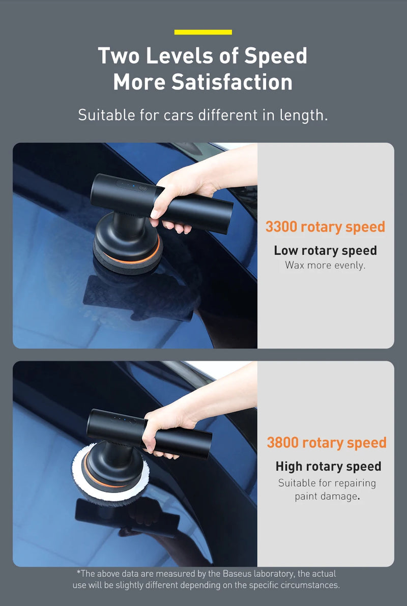 Baseus máquina polidora de carro elétrica sem fio ferramenta de cera de polimento velocidade ajustável sem fio máquina de depilação de polimento automático